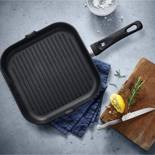 WMF Grillpfanne 27x27 cm mit Ausguss, Aluminium beschichtet, Steakpfanne ideal zum knusprigen Braten
