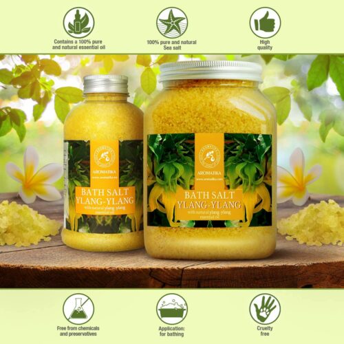 Badesalz Ylang Ylang 1300g - 100% Natürlichem Ätherischen Ylangöl