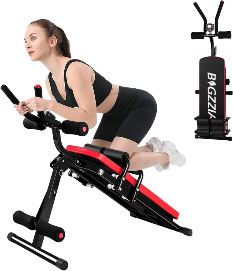 Bigzzia Bauchmuskeltrainer Bauchtrainer Faltbar, Sit-Up Bank mit Zähler Höhenverstellbar