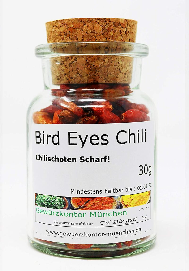 Bird Eyes Chili Schoten ganz 30g im Glas Gewürzkontor München
