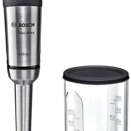 Bosch Stabmixer MaxoMixx MS8CM6110, Edelstahl-Mixfuß, Mix- und Messbecher, 4-Klingen-Messer