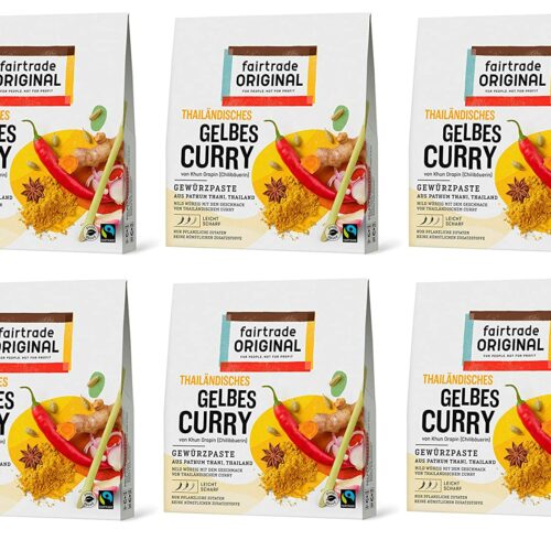 6 x Gelbe Curry Paste Thailändisch | je 70g Packung | Thai Currypaste gelb von Fairtrade Original