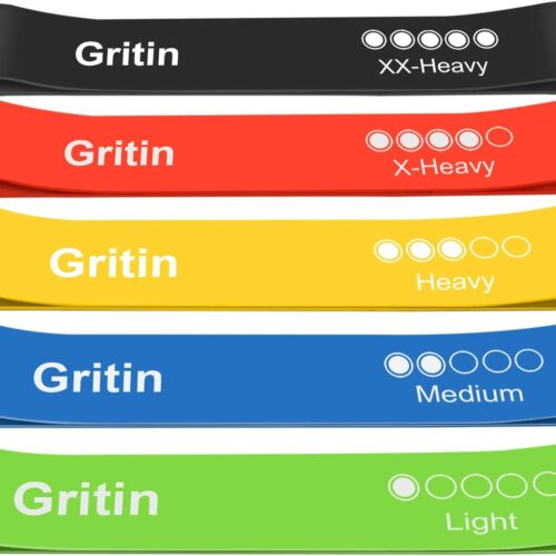 Gritin Theraband [5er Set] Fitnessband Resistance Terra Bands 100% Latex