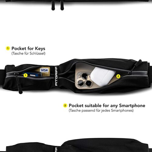 Fitgriff® Laufgürtel für Handy - Lauftasche Jogging, Hüfttasche, Sportgürtel