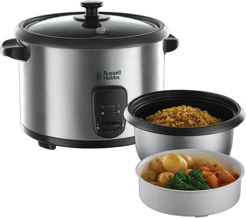Russell Hobbs Reiskocher [1,8l] inkl. Dampfgarer -Einsatz - Warmhaltefunktion, antihaftbeschichteter Gartopf