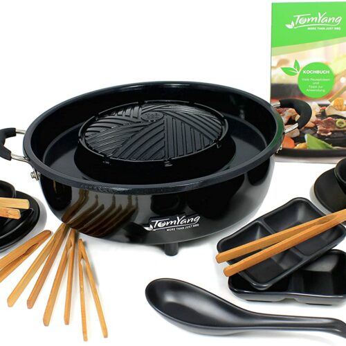 TomYang Hot Pot Professional – mit Kochbuch, 10teiligem Geschirr-Set & Thai BBQ Sauce