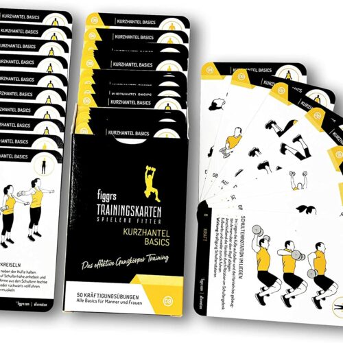 figgrs® Kurzhantel - 57 Trainingskarten mit 50 Fitnessübungen für effektives Ganzkörpertraining