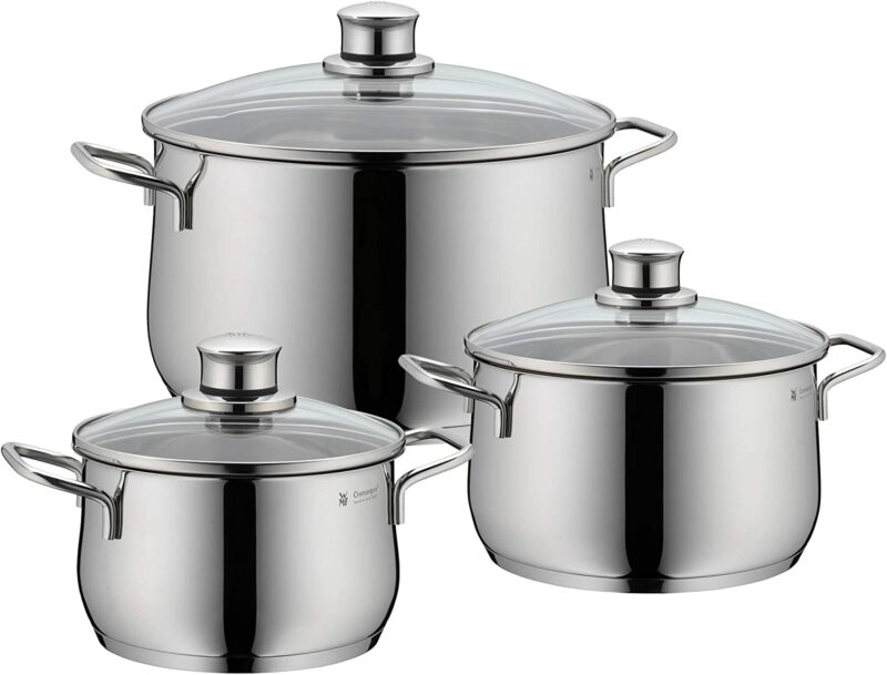 WMF Diadem Plus Topfset Induktion 3-teilig, Kochtopf Set mit Glasdeckel