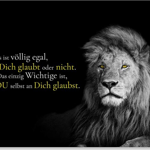 wandmotiv24 Motivations Leinwandbild, Größe 80x60cm, Löwe, Schwarz