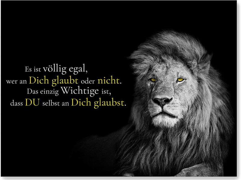 wandmotiv24 Motivations Leinwandbild, Größe 80x60cm, Löwe, Schwarz