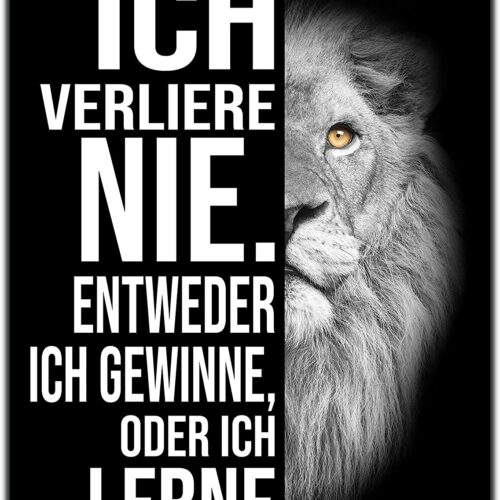 wandmotiv24 Leinwand-Bilder Löwen, Größe 80x60cm, Löwe, Schwarz