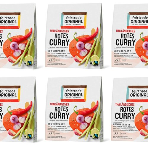 6 x 70 g Rote Curry Paste | Thailändisch | 420 g Thai Curry rot von Fairtrade Original | ohne künstliche Zusätze